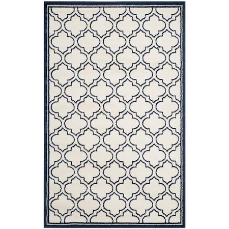 Safavieh 2 Ft.-6 In. X 4 Ft. Runner Indoor-Outdoor Amherst- Ivory And Navy Power Loomed Rug AMT412M-24